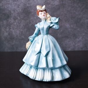 Vintage Florence Ceramics Matilda Blue Dress Semi Porcelain Figurine